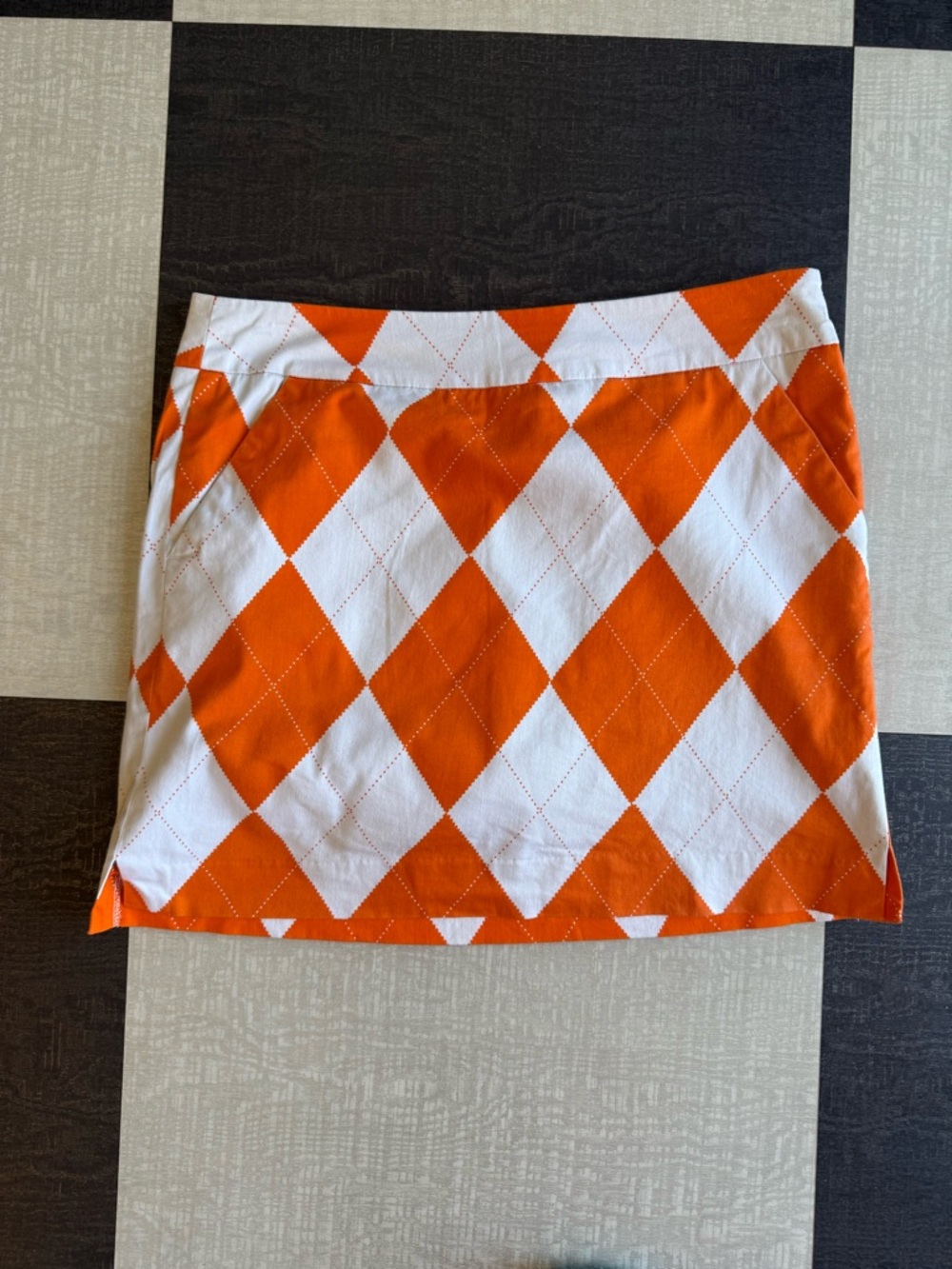 Loudmouth Orange and White Argyle Golf Skort Size 8